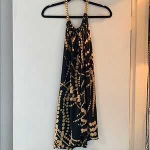 Black and gold chained backless dress